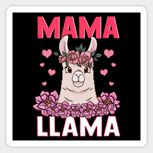 Mama Llama Mom Motherhood Floral Hearts Mothers Day Magnet by Alinutzi
